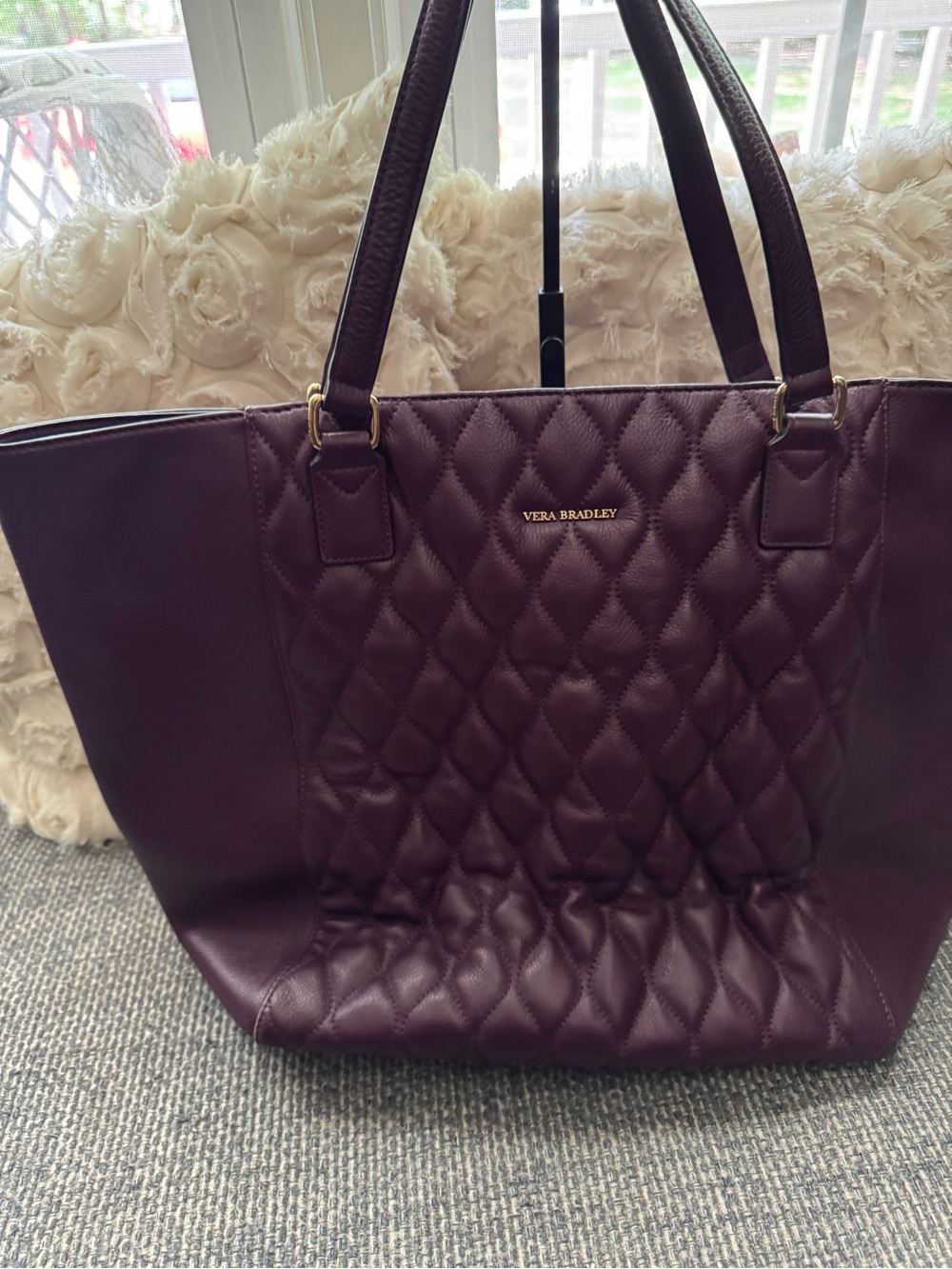 Vera Bradley Quilted Tote in Plum - Picture 2 of 8